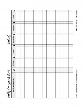 Weekly assignment planner